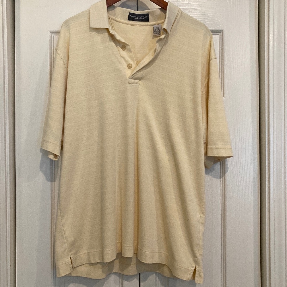 Men's Page & Tuttle knit short sleeve shirt, Cream, Large